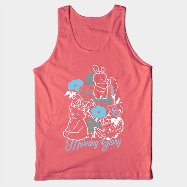 Animal Friends and Morning Glory Flowers Tank Top by FlinArt